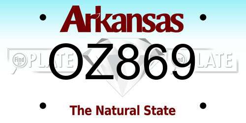 OZ869 Arkansas License Plate