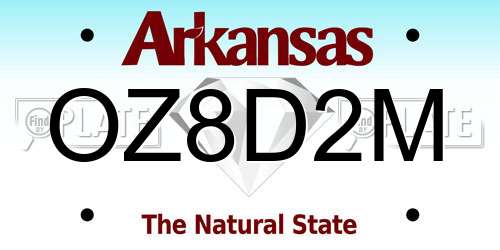 OZ8D2M Arkansas License Plate