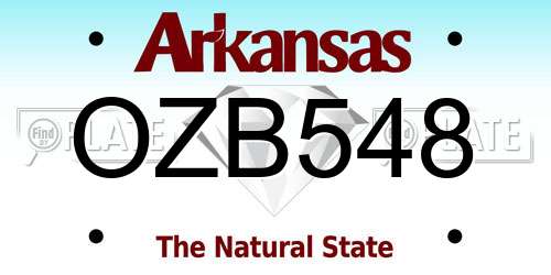 OZB548 Arkansas License Plate