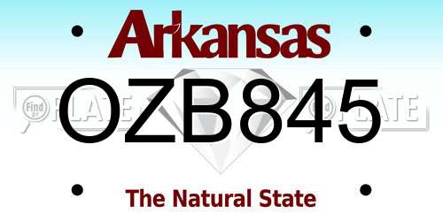 OZB845 Arkansas License Plate