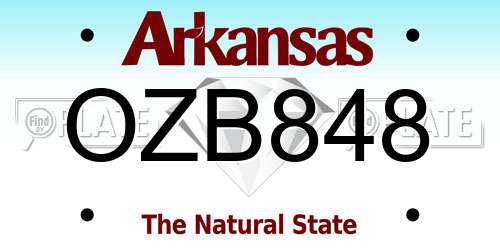 OZB848 Arkansas License Plate