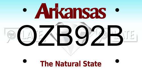 OZB92B Arkansas License Plate