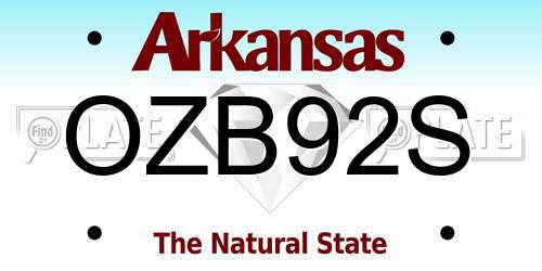 OZB92S Arkansas License Plate
