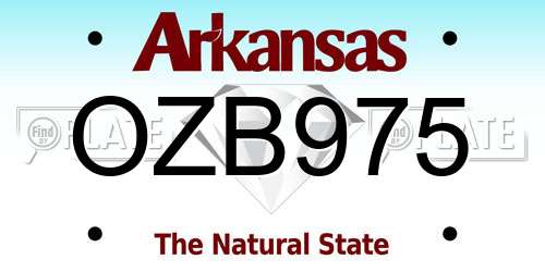 OZB975 Arkansas License Plate