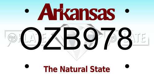 OZB978 Arkansas License Plate