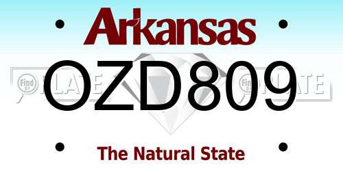 OZD809 Arkansas License Plate