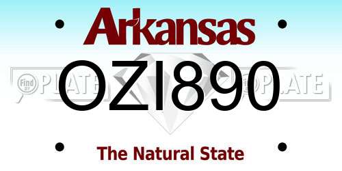 OZI890 Arkansas License Plate
