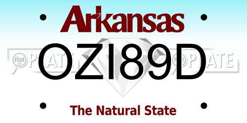 OZI89D Arkansas License Plate