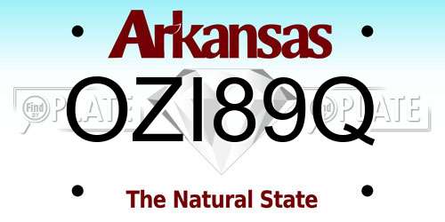 OZI89Q Arkansas License Plate
