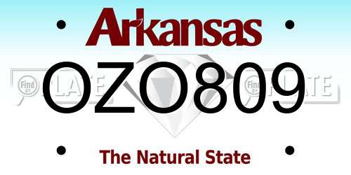 OZO809 Arkansas License Plate