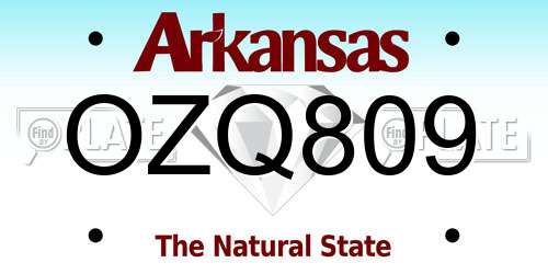 OZQ809 Arkansas License Plate
