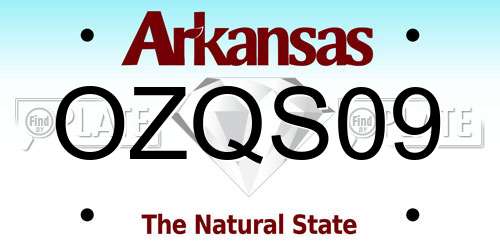 OZQS09 Arkansas License Plate