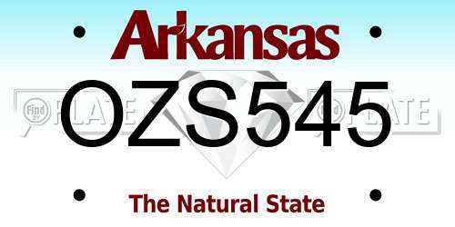 OZS545 Arkansas License Plate