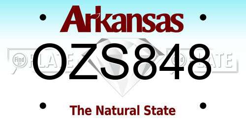OZS848 Arkansas License Plate