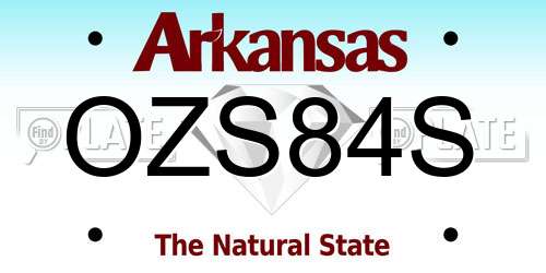 OZS84S Arkansas License Plate