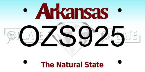 OZS925 Arkansas License Plate