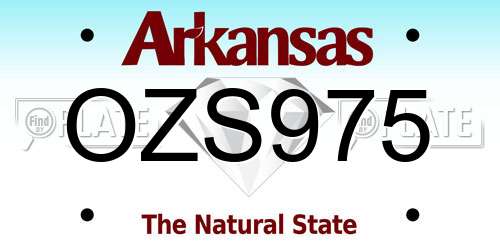 OZS975 Arkansas License Plate
