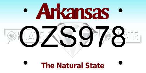 OZS978 Arkansas License Plate