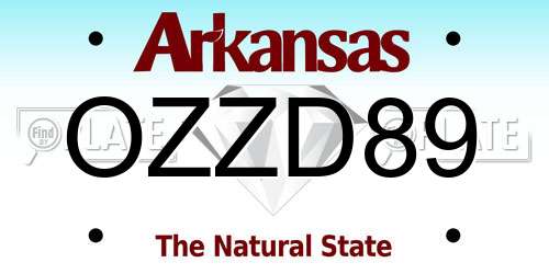 OZZD89 Arkansas License Plate