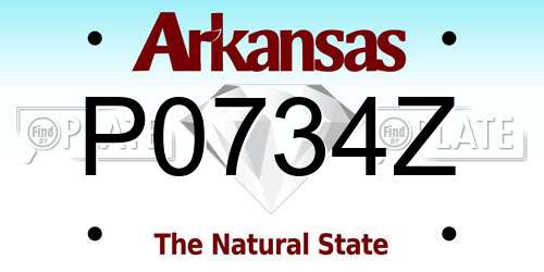 P0734Z Arkansas License Plate