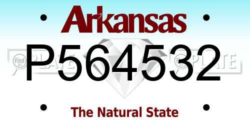 P564532 Arkansas License Plate