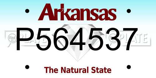 P564537 Arkansas License Plate