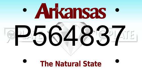 P564837 Arkansas License Plate