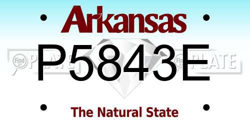 P5843E Arkansas License Plate