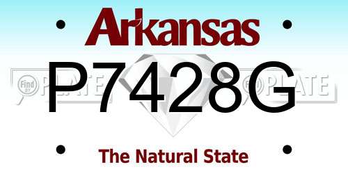 P7428G Arkansas License Plate