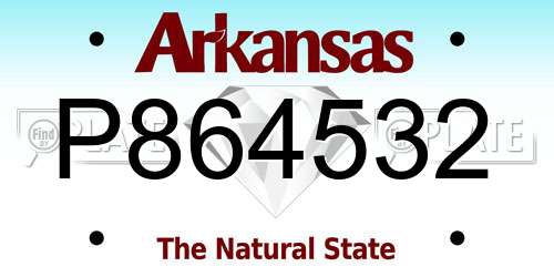 P864532 Arkansas License Plate