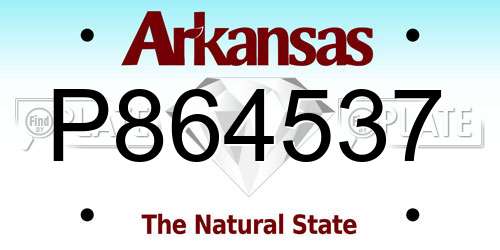 P864537 Arkansas License Plate
