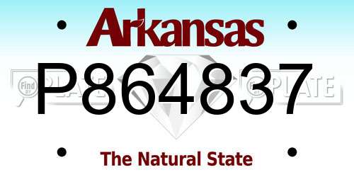 P864837 Arkansas License Plate
