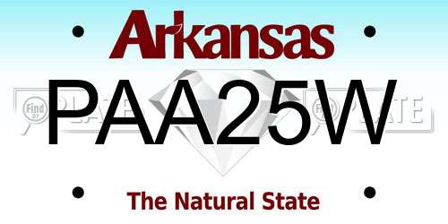 PAA25W Arkansas License Plate