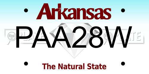 PAA28W Arkansas License Plate
