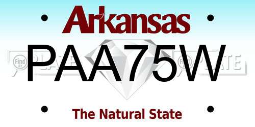 PAA75W Arkansas License Plate