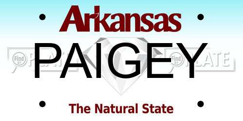 PAIGEY Arkansas License Plate