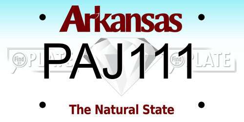 PAJ111 Arkansas License Plate