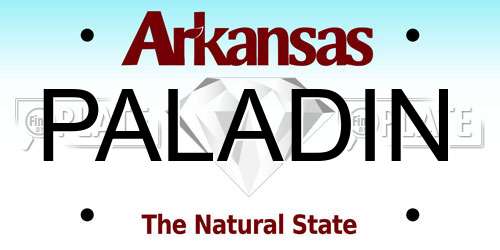 PALADIN Arkansas License Plate