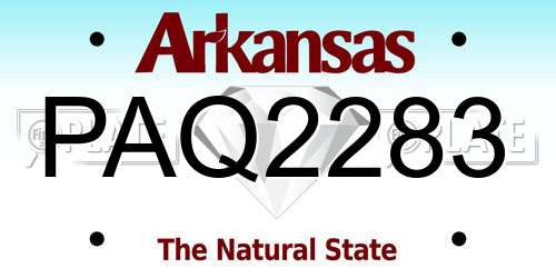 PAQ2283 Arkansas License Plate