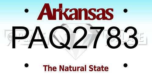 PAQ2783 Arkansas License Plate