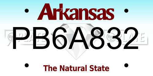 PB6A832 Arkansas License Plate