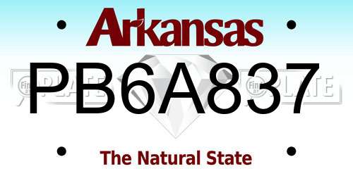 PB6A837 Arkansas License Plate
