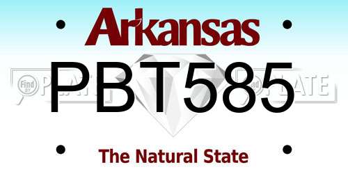PBT585 Arkansas License Plate