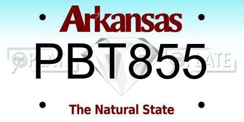 PBT855 Arkansas License Plate