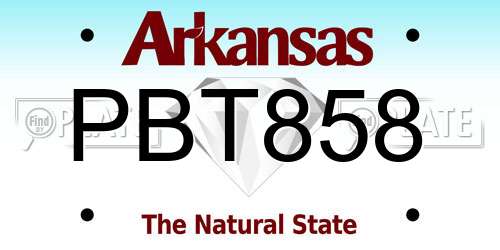 PBT858 Arkansas License Plate