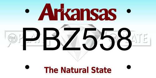 PBZ558 Arkansas License Plate