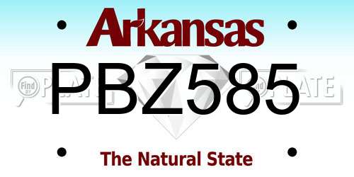 PBZ585 Arkansas License Plate