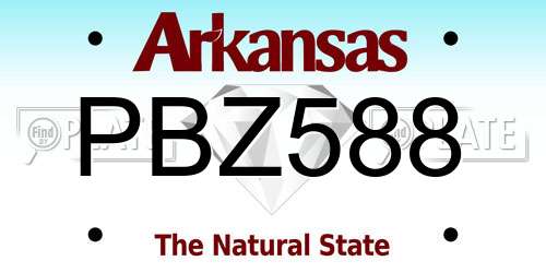 PBZ588 Arkansas License Plate