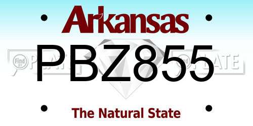 PBZ855 Arkansas License Plate