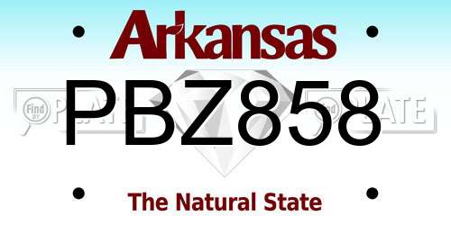 PBZ858 Arkansas License Plate